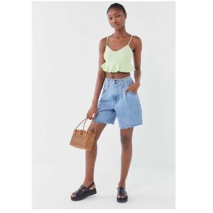 Urban Outfitters kiki linen crop peplum top M